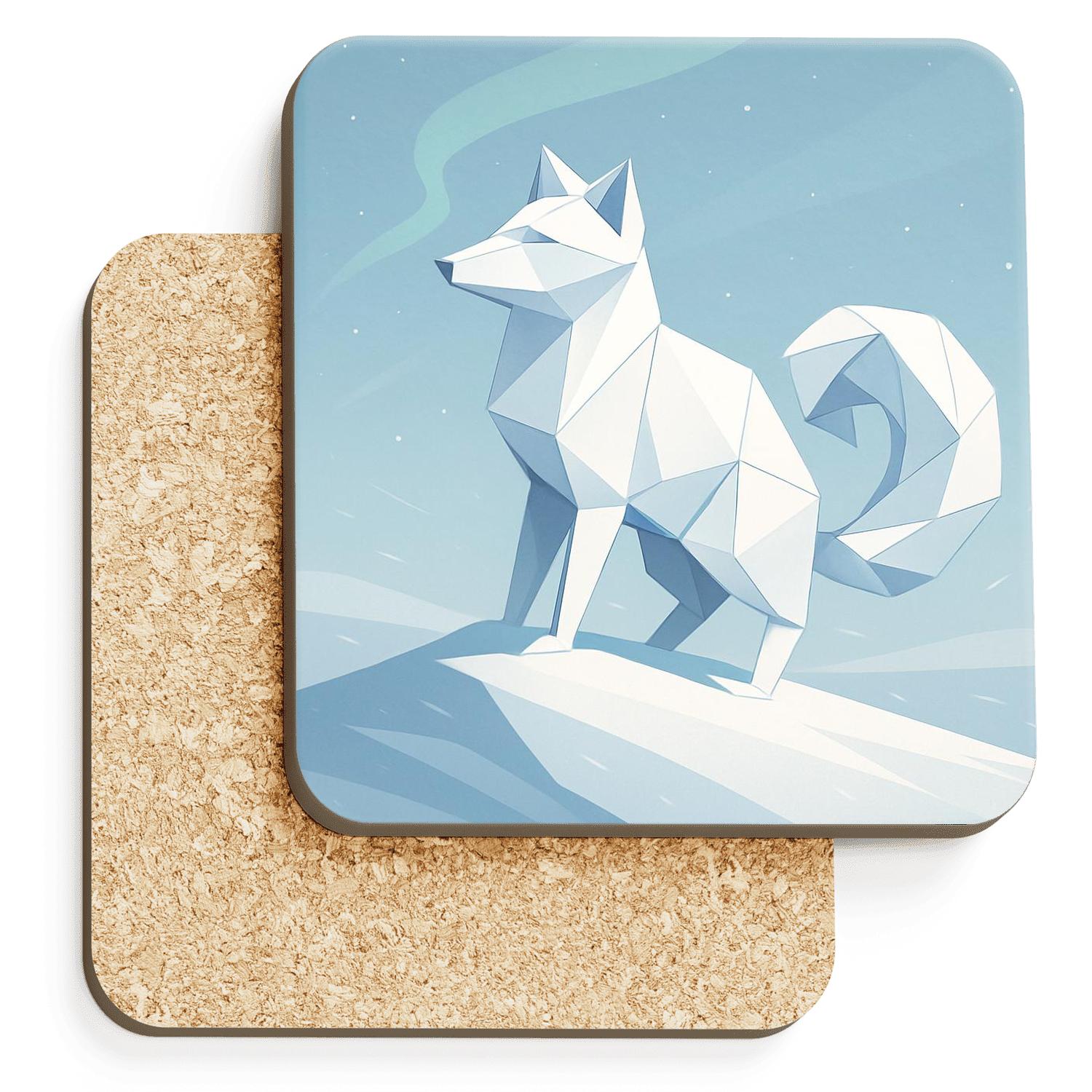 Arctic Fox Origami Snowdrift coasters for home decor