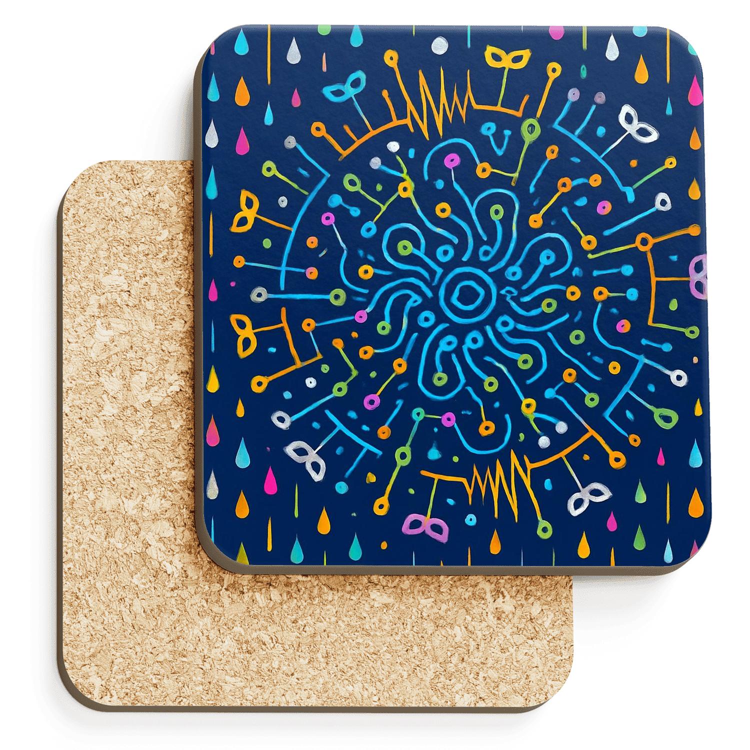Monsoon Rangoli Circuit Carnival personalized drink coasters