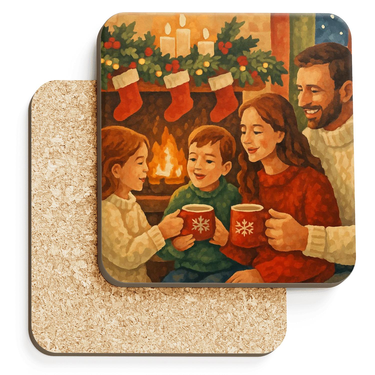 Holly Hearth Gathering cork coaster sets