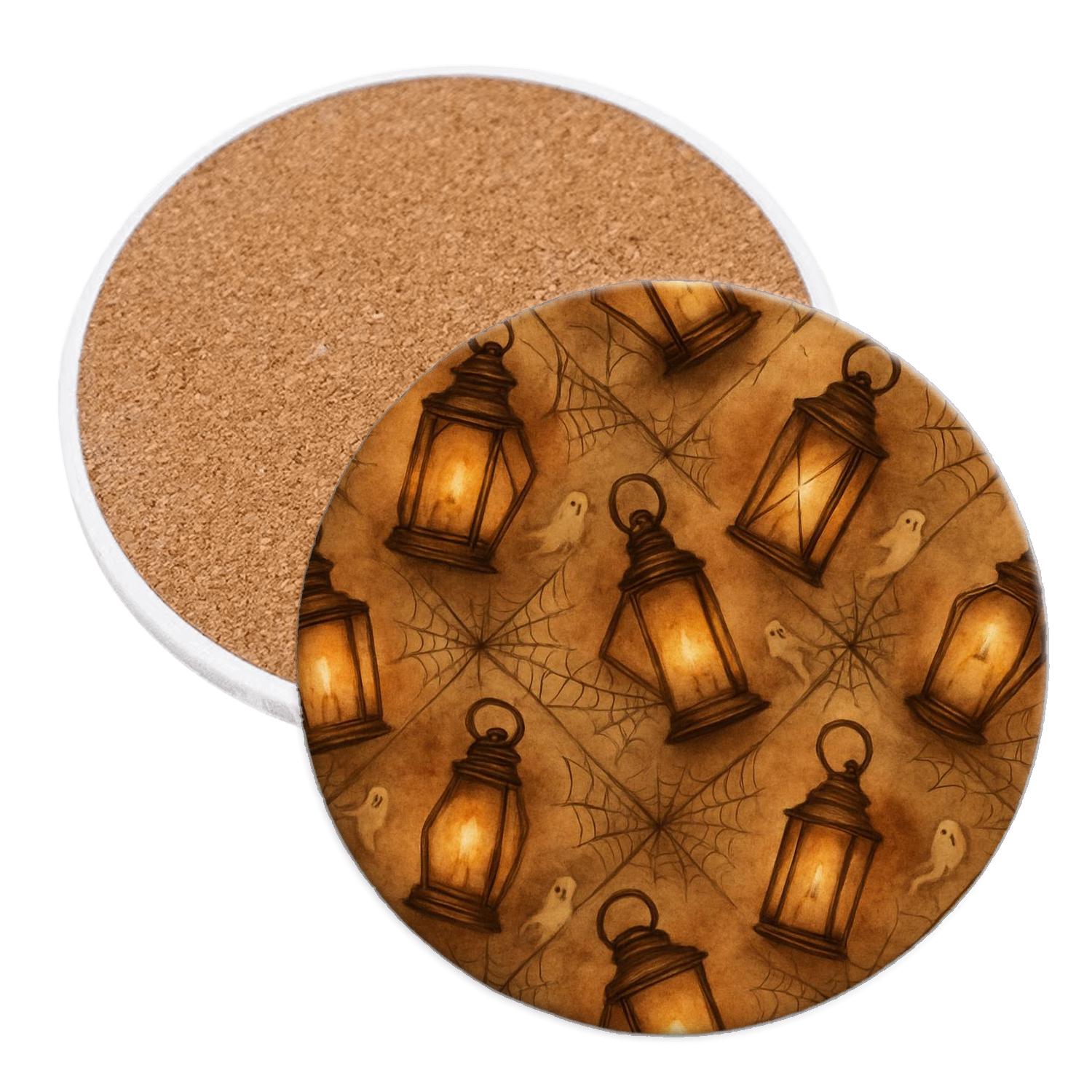 Sepia Parchment Lantern Cluster Lattice stone coaster collections