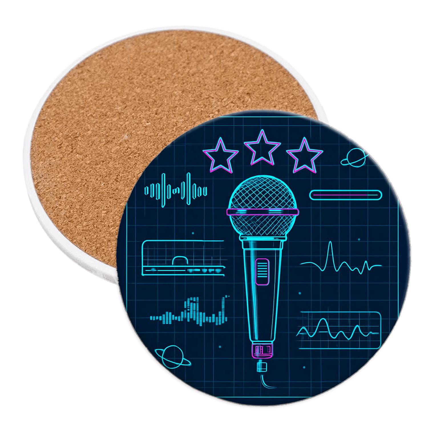 Y2K Space Karaoke Blueprint decorative beverage coasters