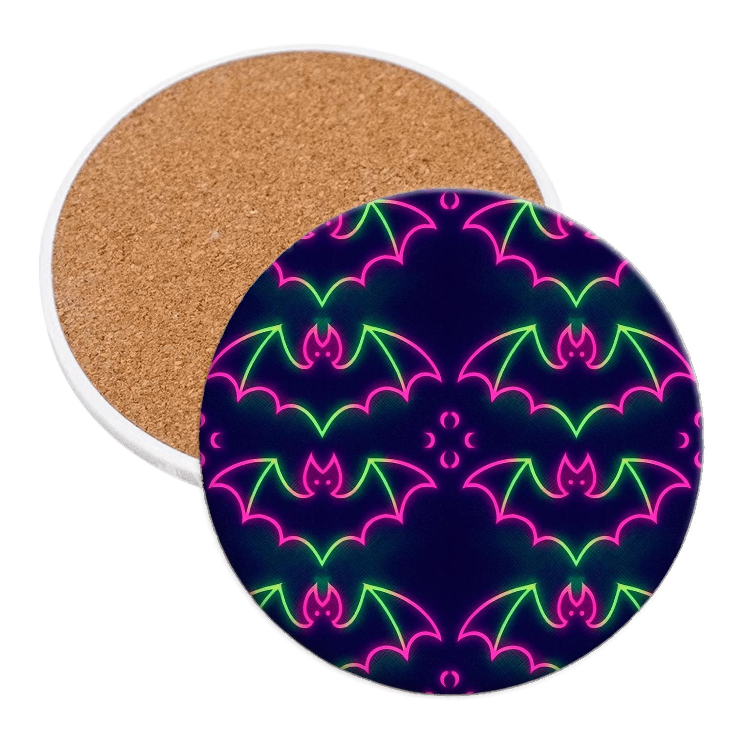 Neon Carnival Bat Mirror Grid cork coaster sets