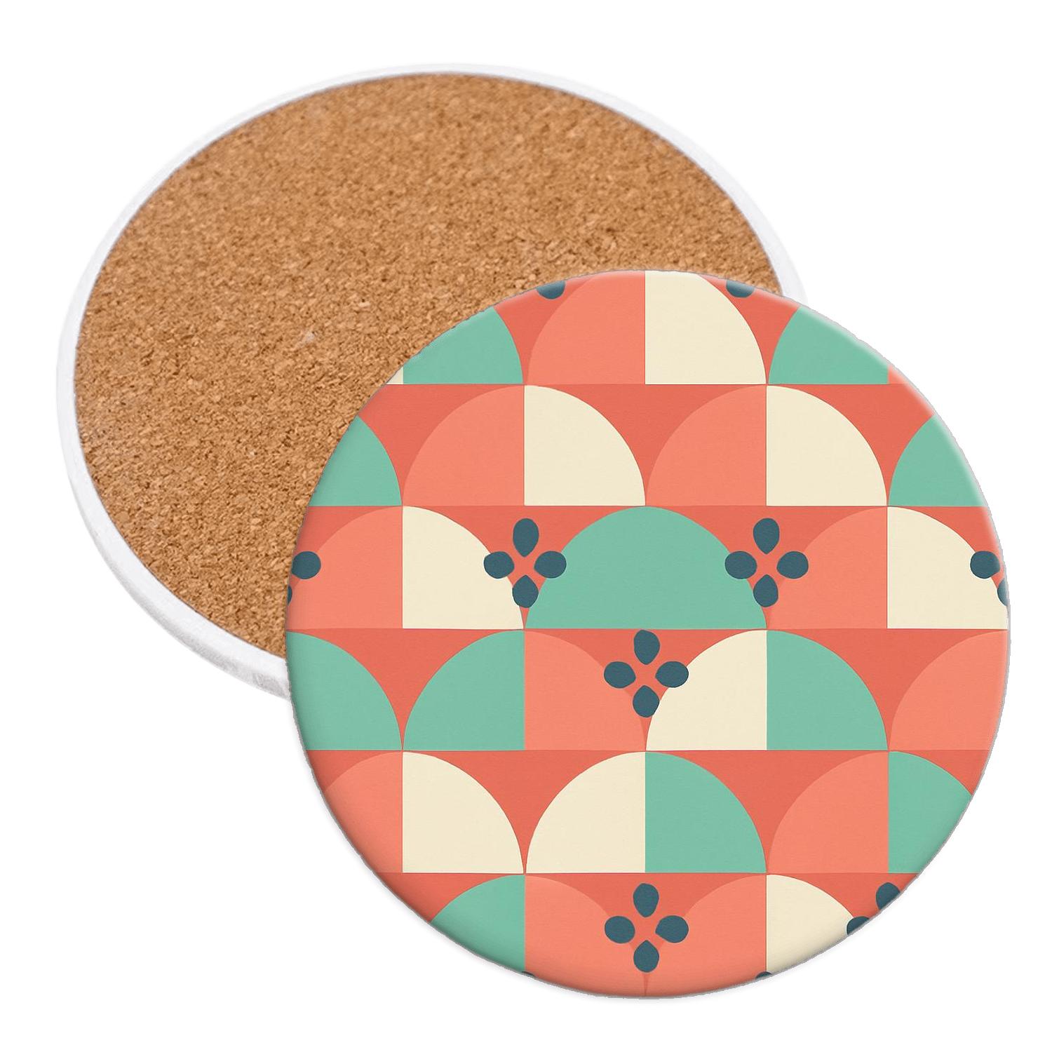 Coral Fan Mosaic With Dot Petals coasters for home decor
