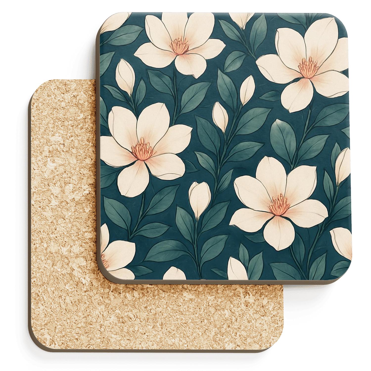 Moonlit Magnolia Lattice coasters for home decor