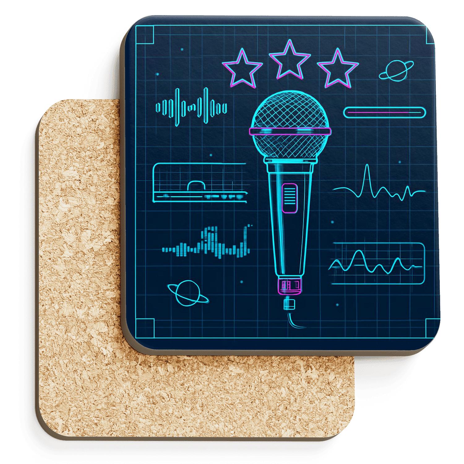 Y2K Space Karaoke Blueprint coasters for home decor