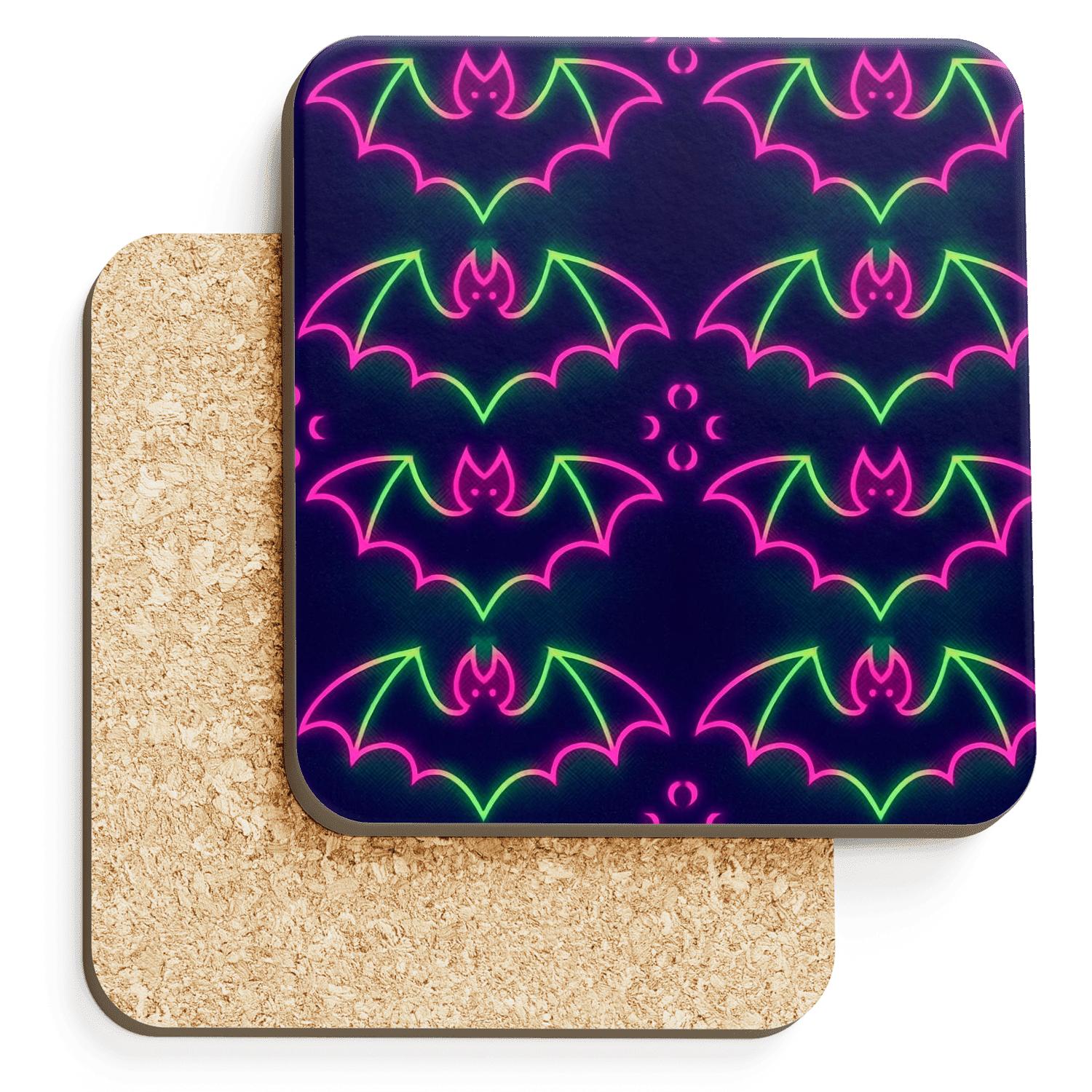 Neon Carnival Bat Mirror Grid elegant tabletop coasters