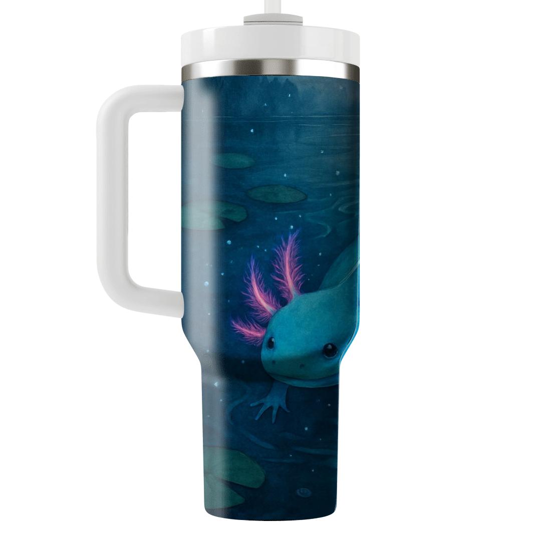 Bioluminescent Axolotl Lagoon tumblers with lids