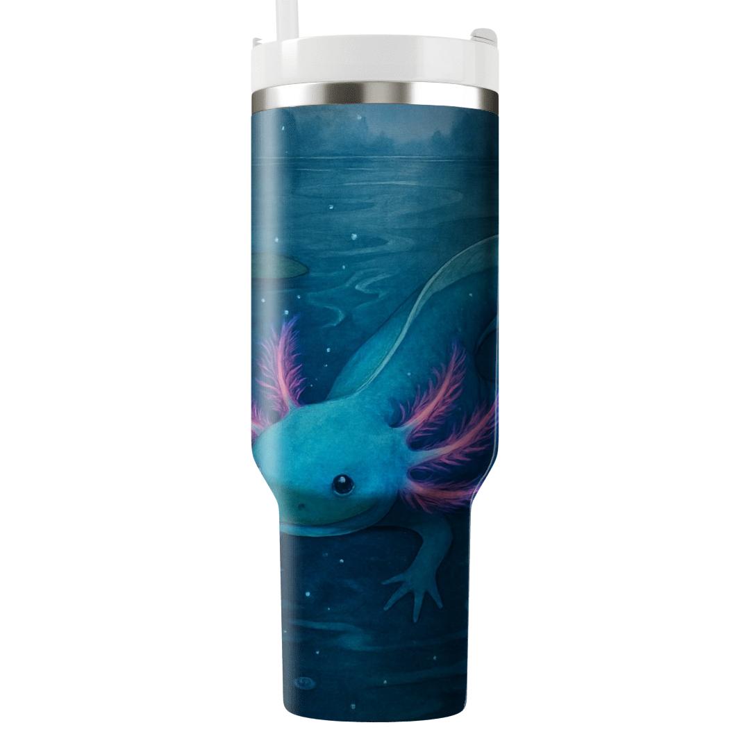 Bioluminescent Axolotl Lagoon tumblers with lids