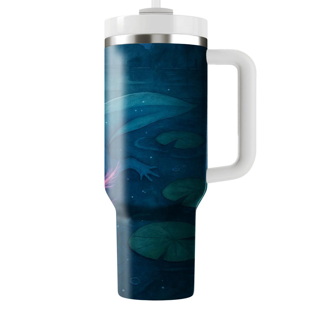 Bioluminescent Axolotl Lagoon tumblers with lids