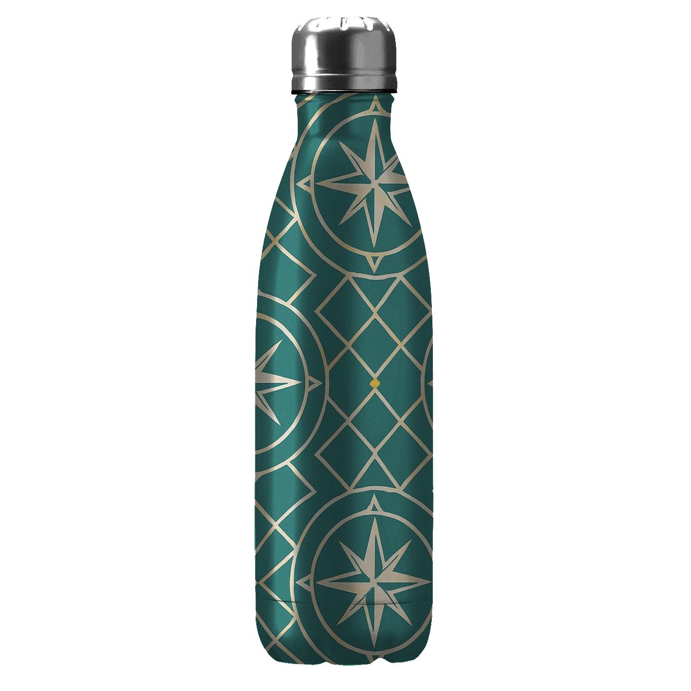 Teal Compass Rose Lattice water bottles with lids