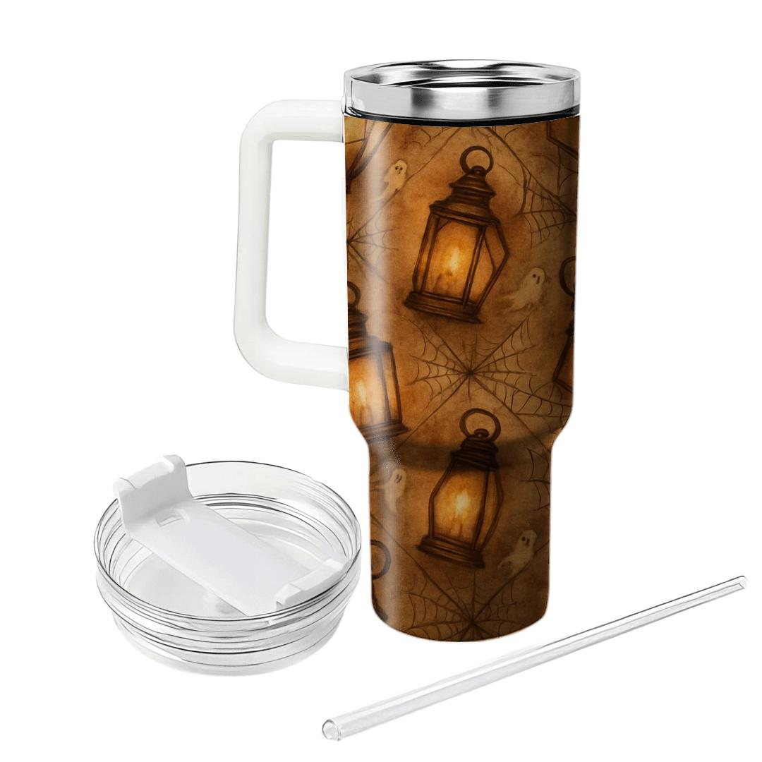 Sepia Parchment Lantern Cluster Lattice travel tumblers