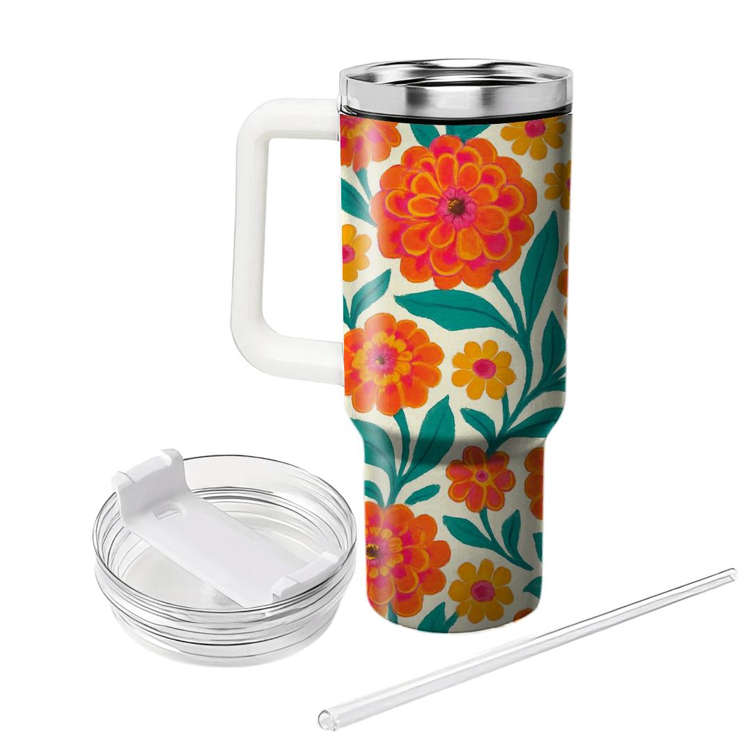 Citrus Zinnia Carnival tumbler cups