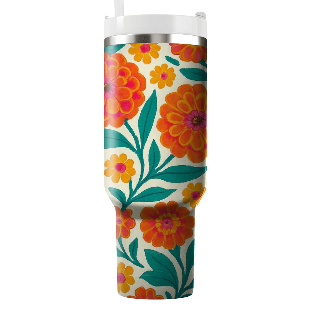 Citrus Zinnia Carnival tumbler cups