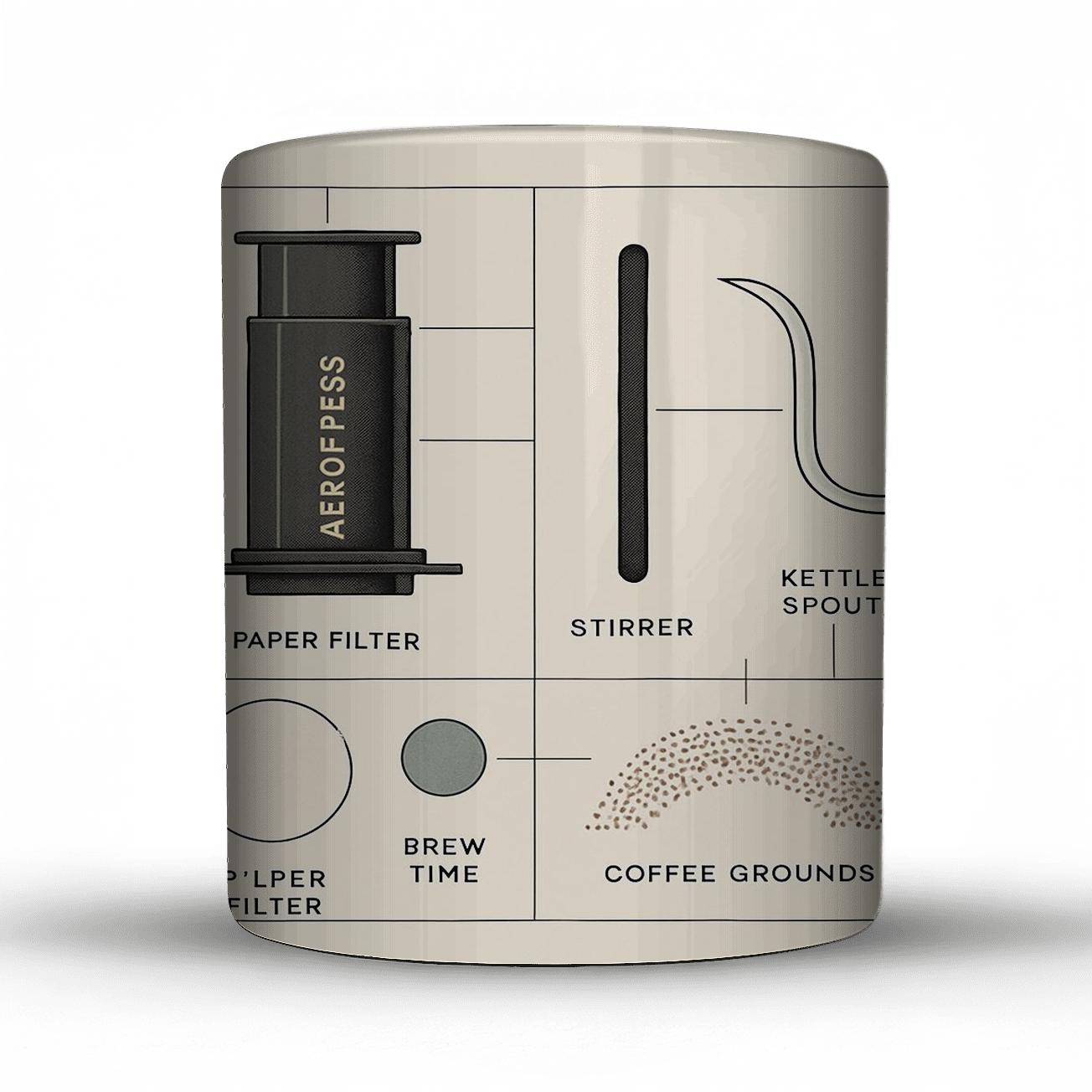AeroPress Blueprint Morning ceramic coffee mugs