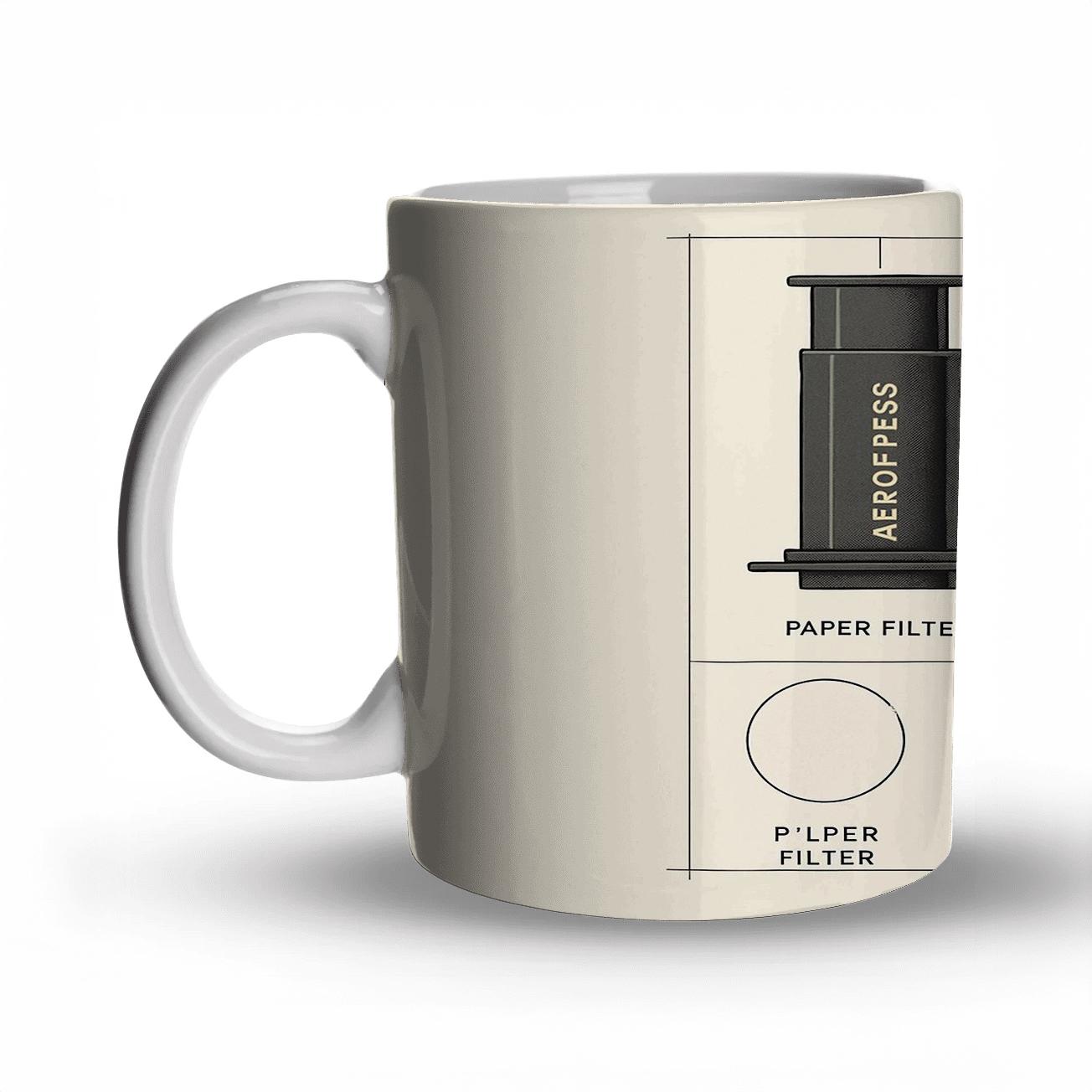 AeroPress Blueprint Morning ceramic coffee mugs