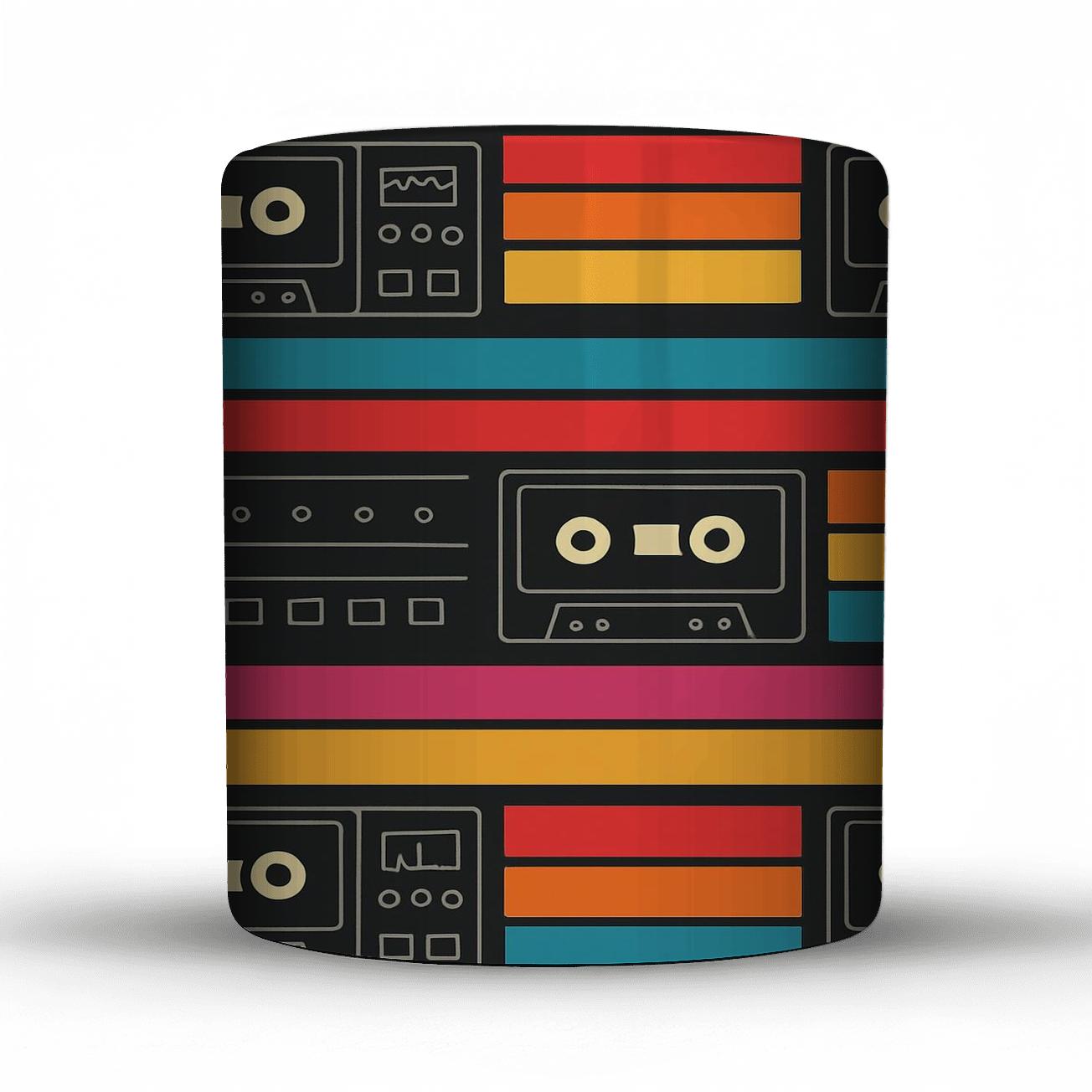 Cassette Deck Spectrum Stripes custom printed mugs