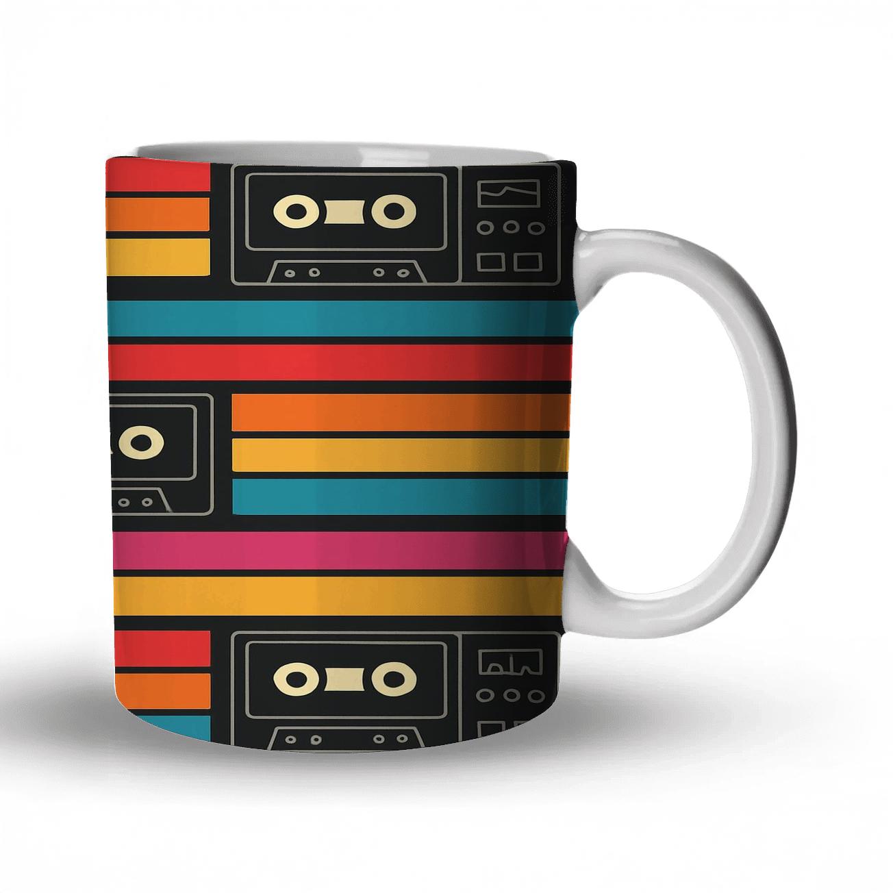 Cassette Deck Spectrum Stripes custom printed mugs