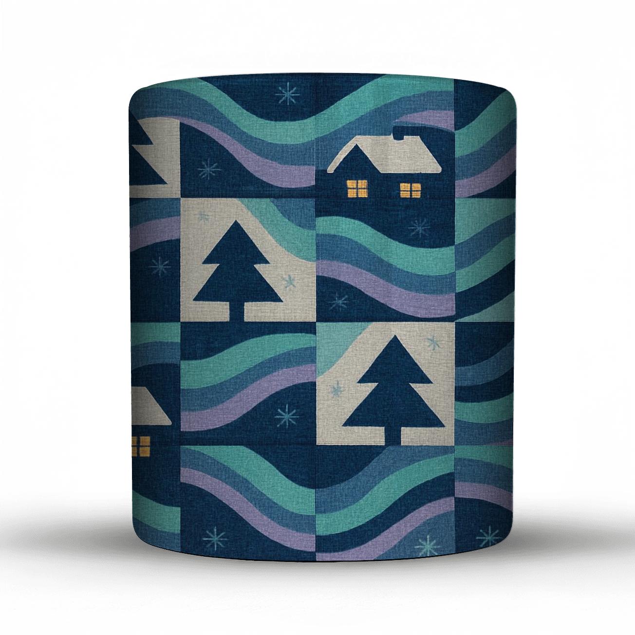 Winter Aurora Cabin Quilt gift mugs for occasions