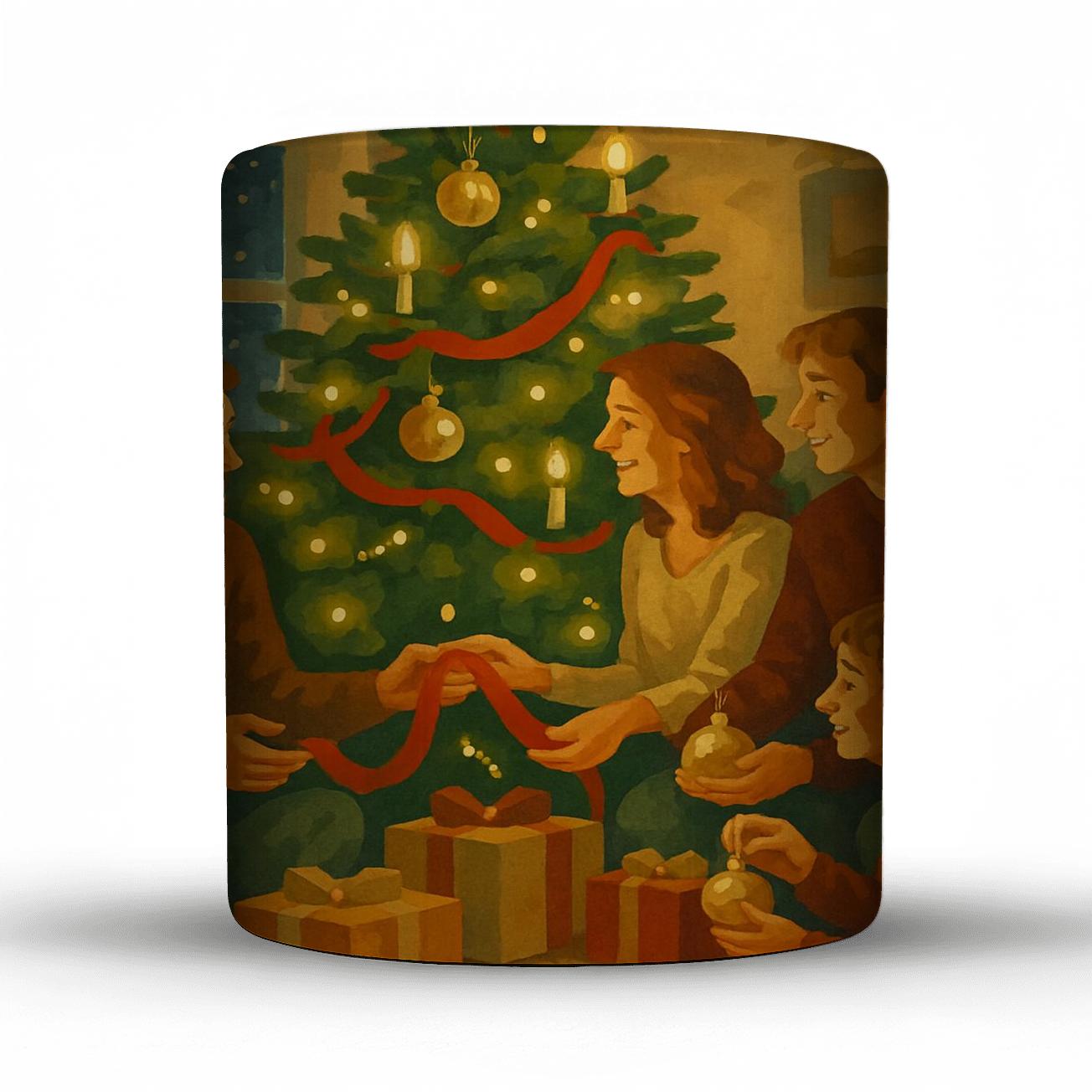 Midnight Tree Trimming Circle ceramic coffee mugs