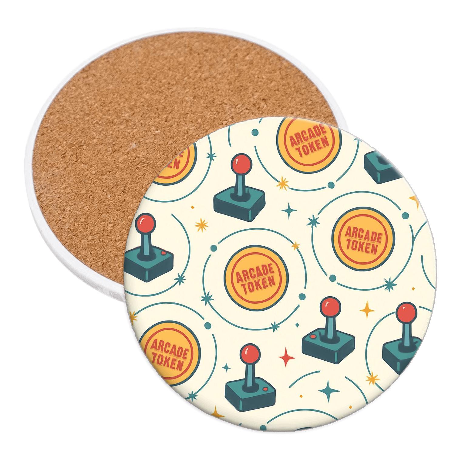 Arcade Token Orbit personalized drink coasters