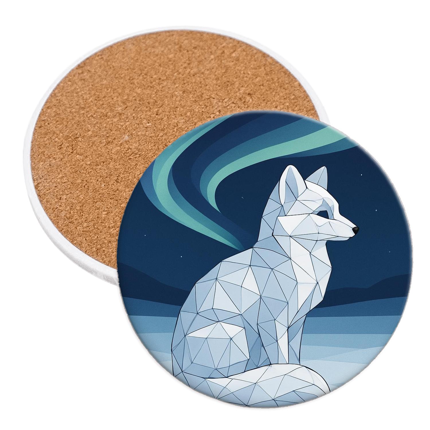 Arctic Fox Aurora Mosaic coasters for home decor
