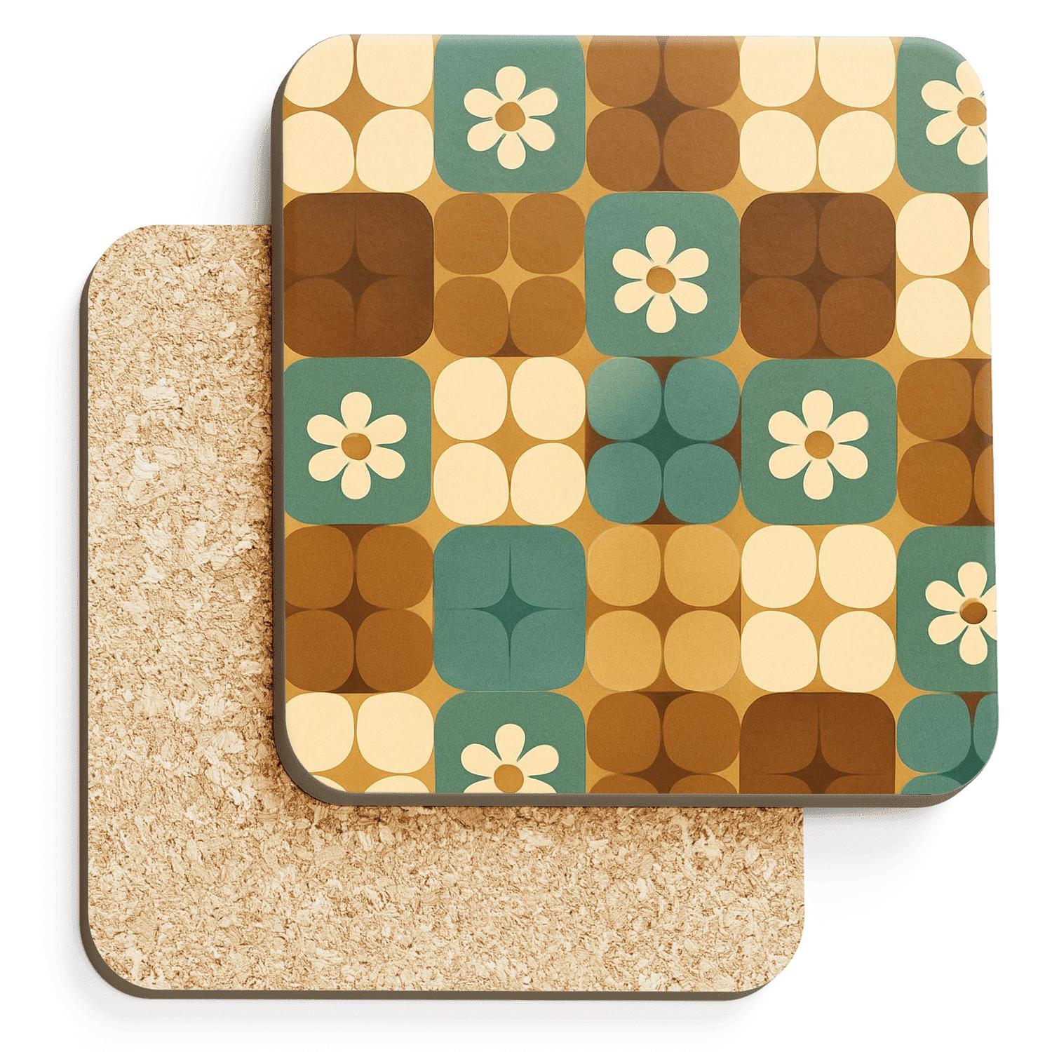 Velvet Lounge Checker Bloom absorbent drink coasters