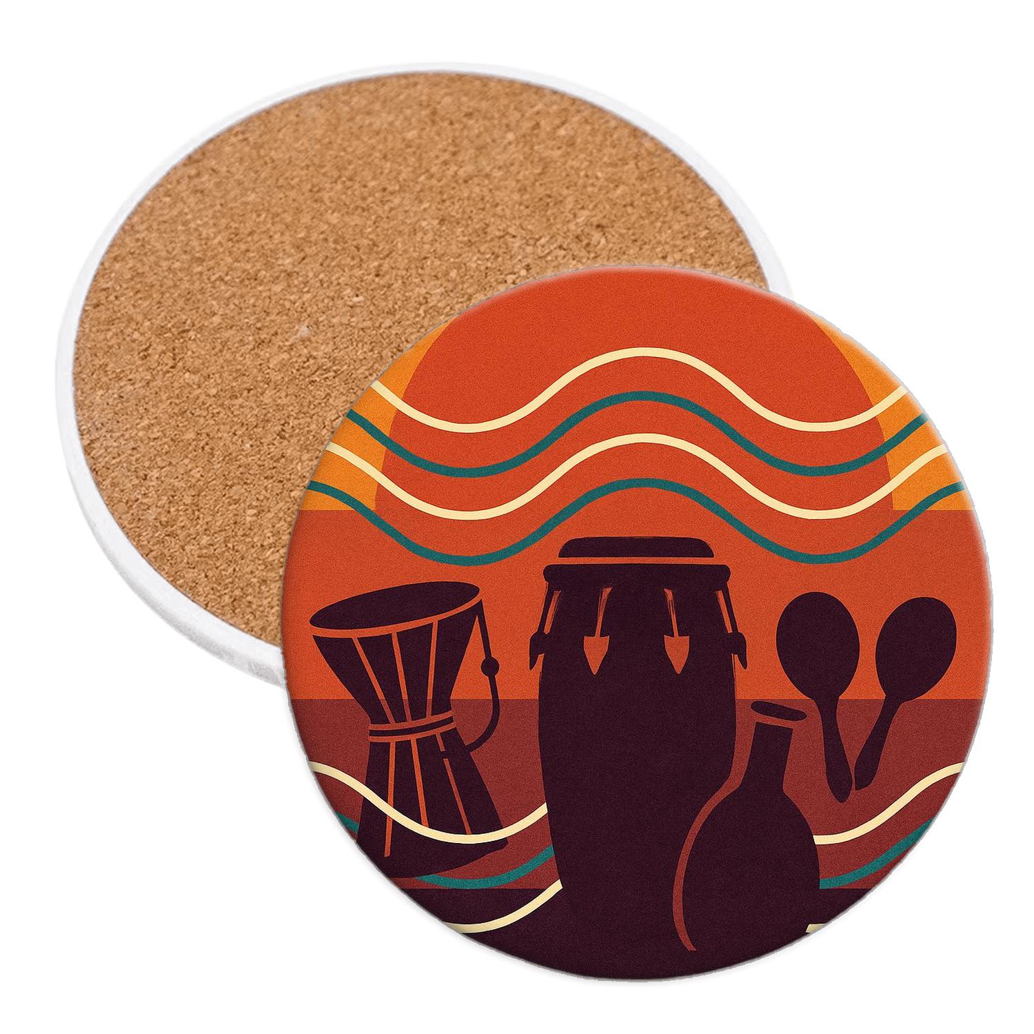 Afrobeat Sunset Polyrhythm Collage personalized drink coasters