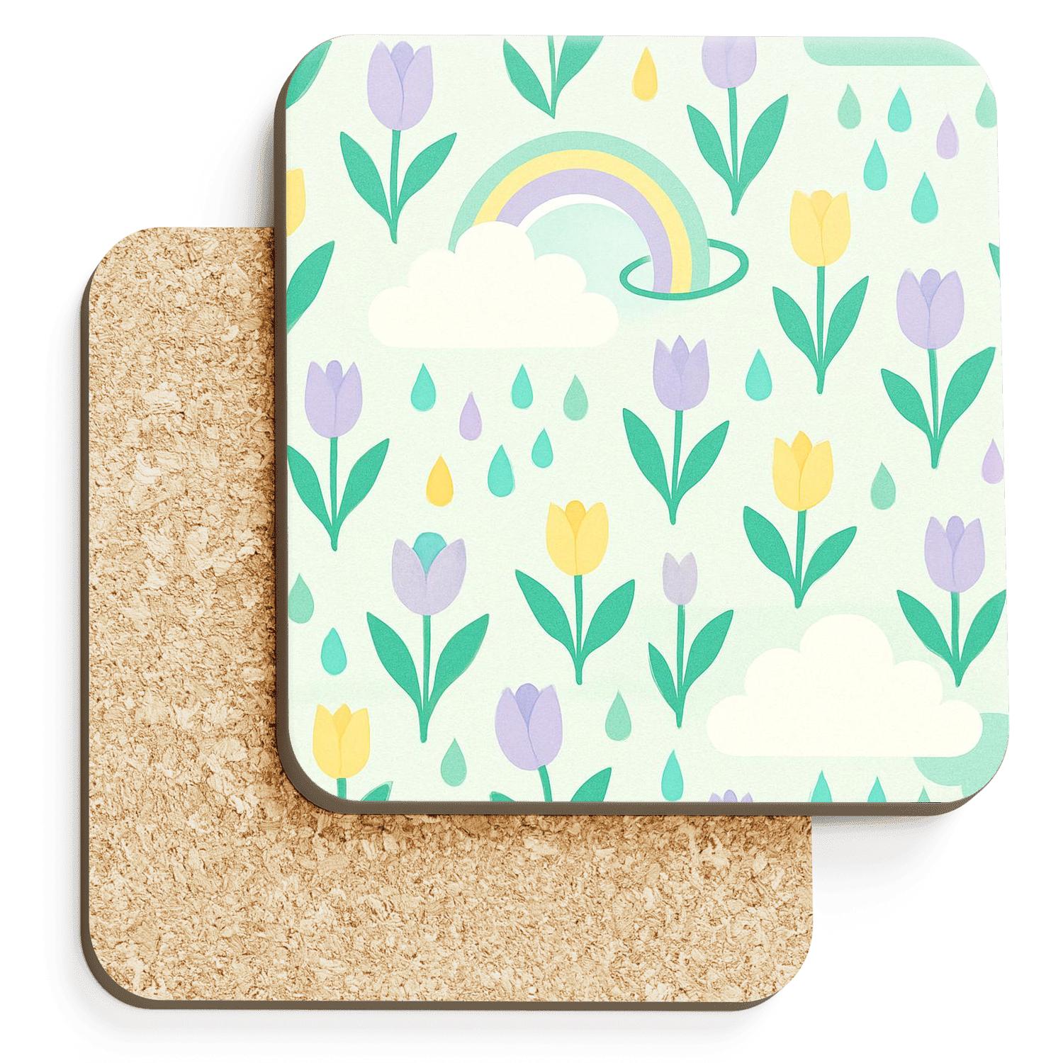 Spring Rainstorm Rainbow Orbit absorbent drink coasters