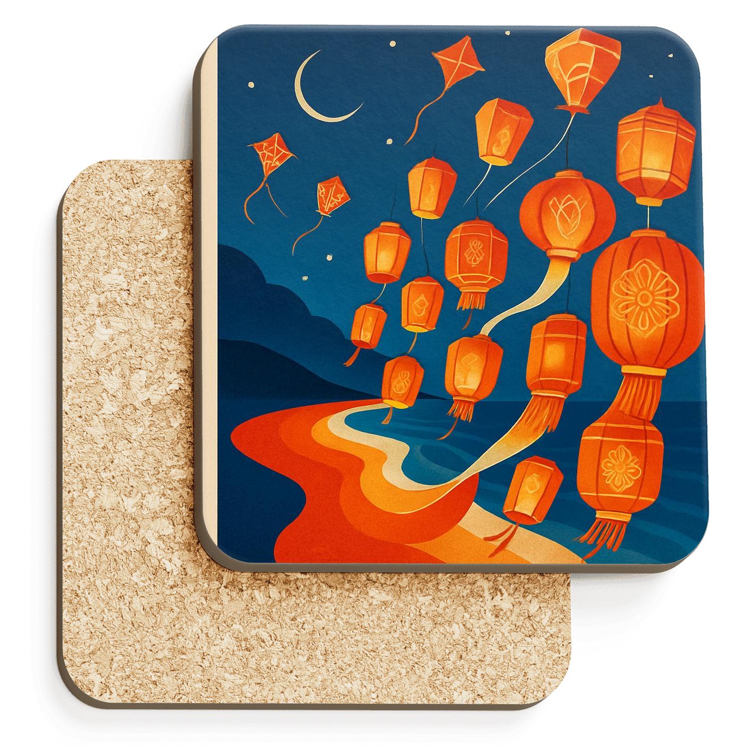 Lantern Kite Tide Festival elegant tabletop coasters