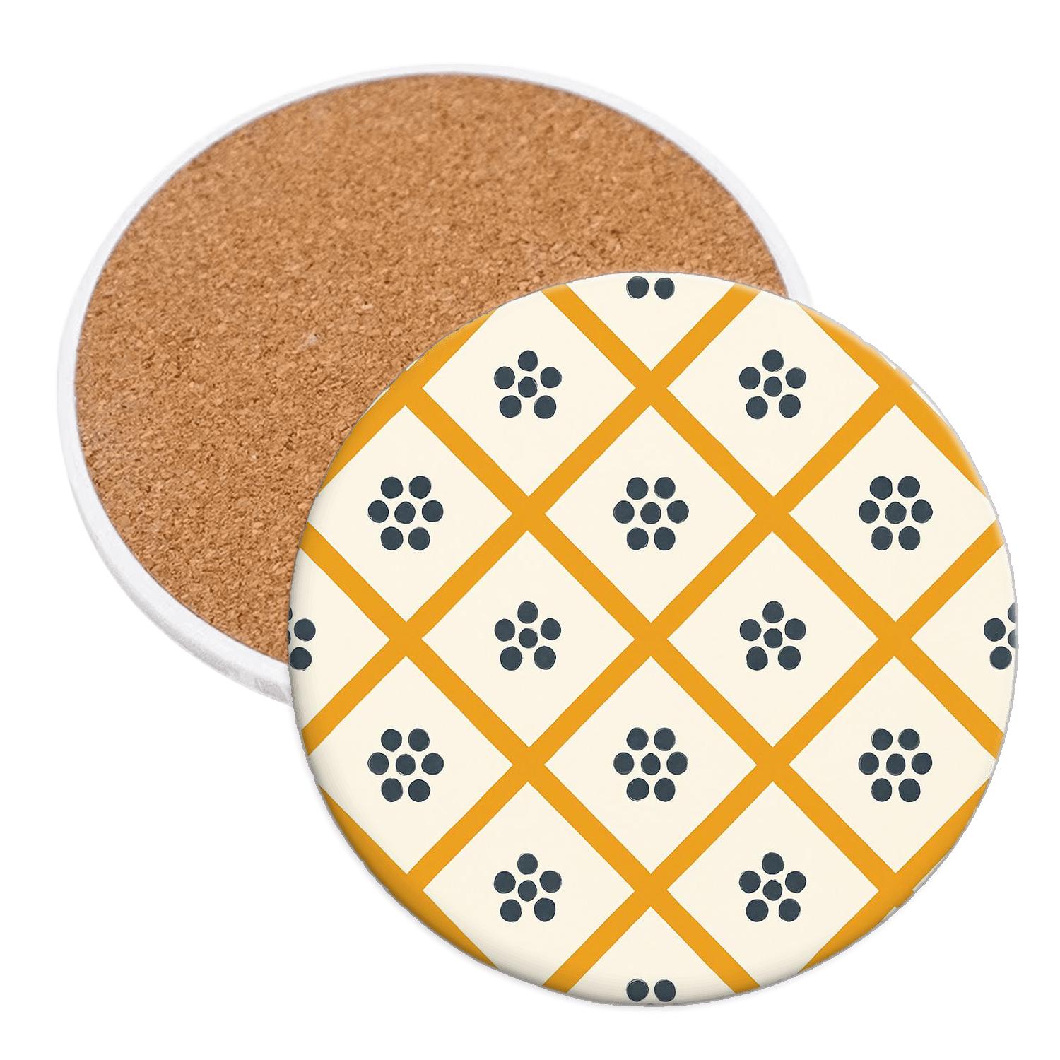 Saffron Lattice With Pepper Berry Motifs decorative beverage coasters