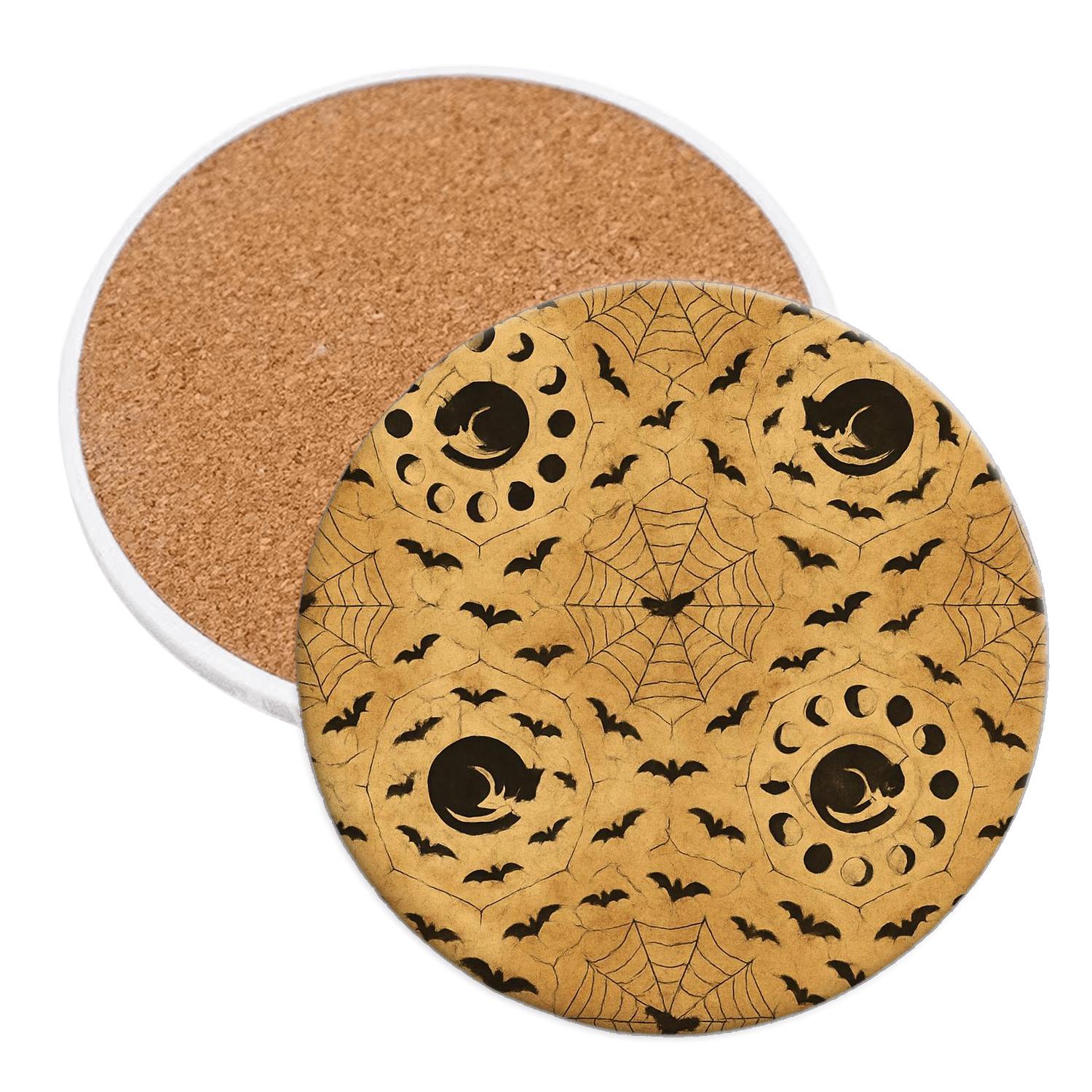 Sepia Parchment Moon Phase Mandala Lattice stone coaster collections