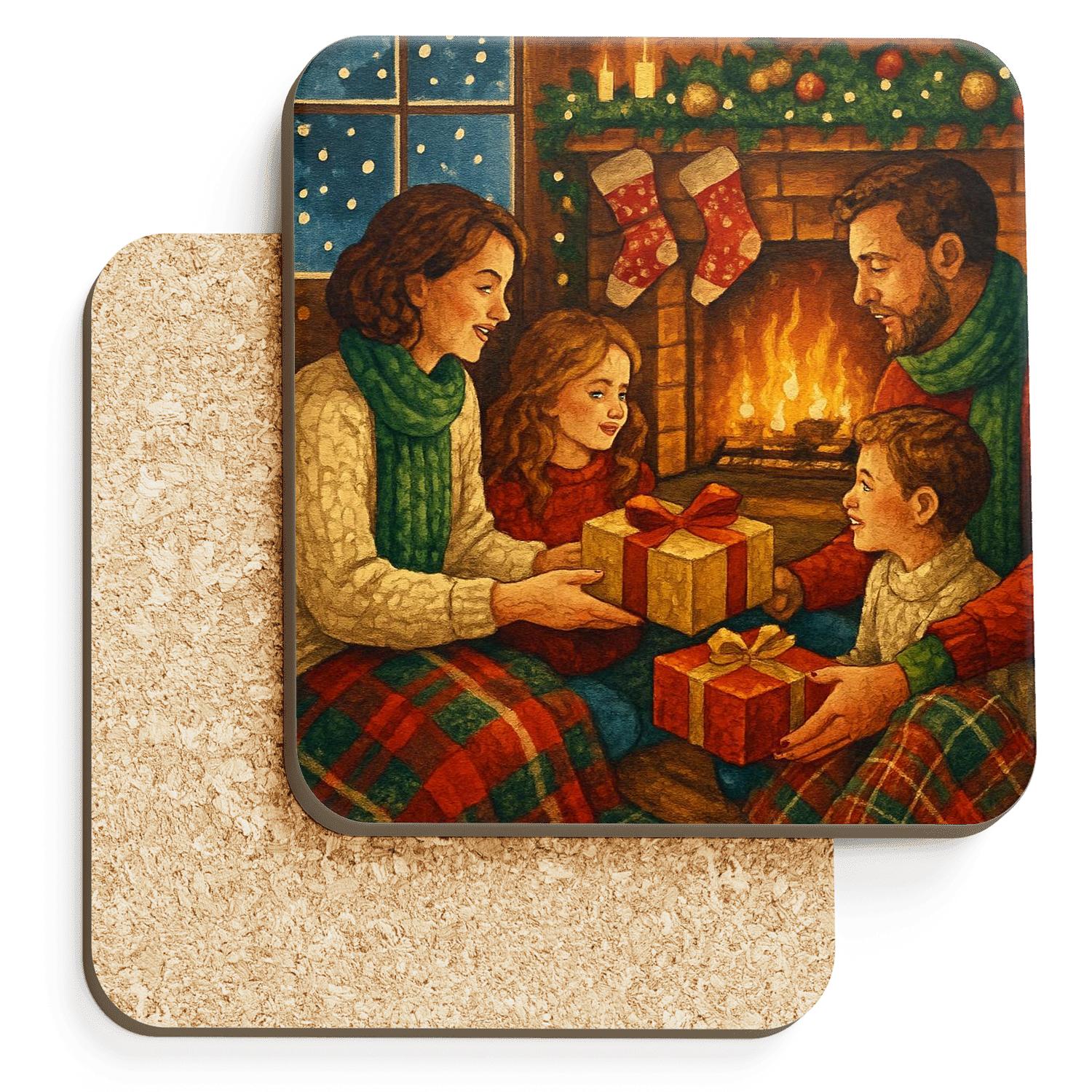 Hearthside Stocking Circle cork coaster sets