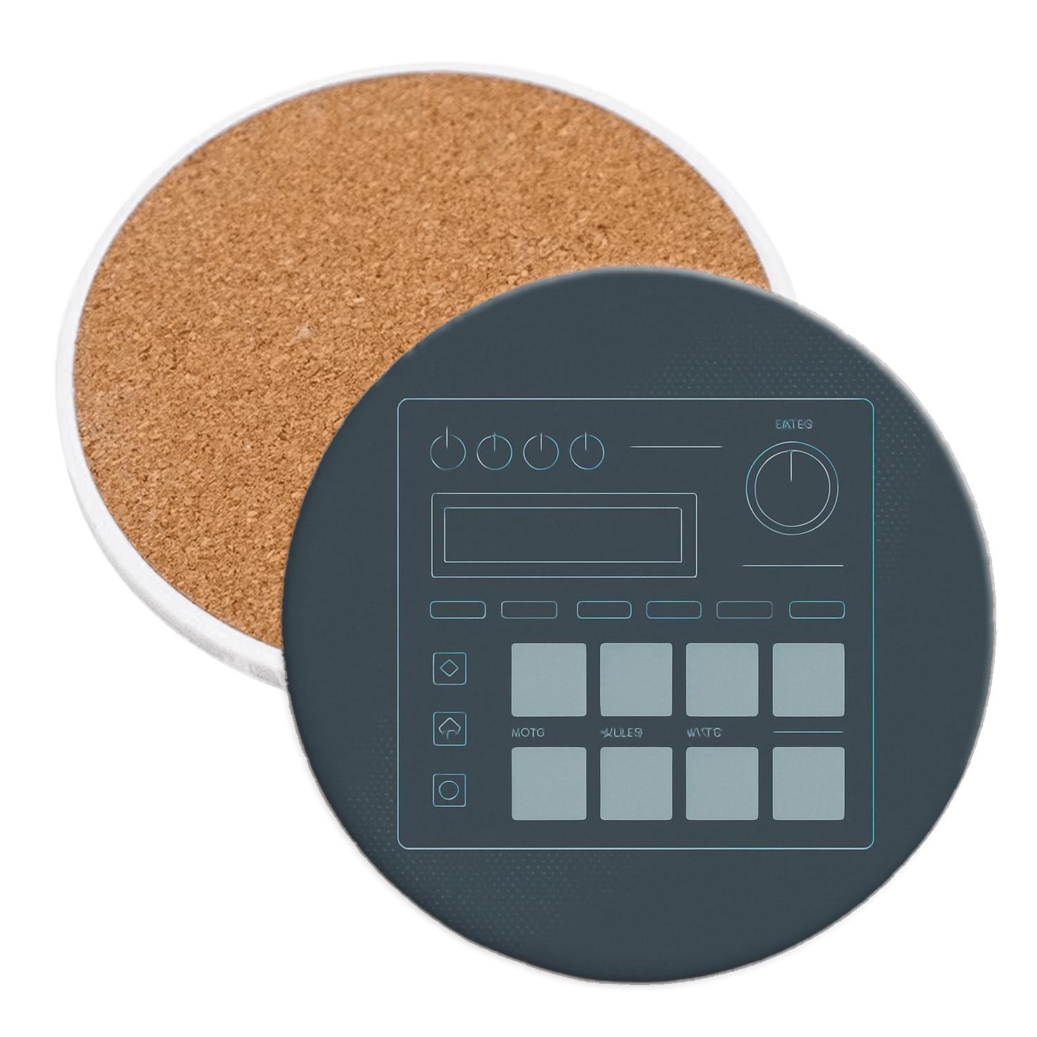 Minimalist Drum Machine Blueprint Pop cork coaster sets