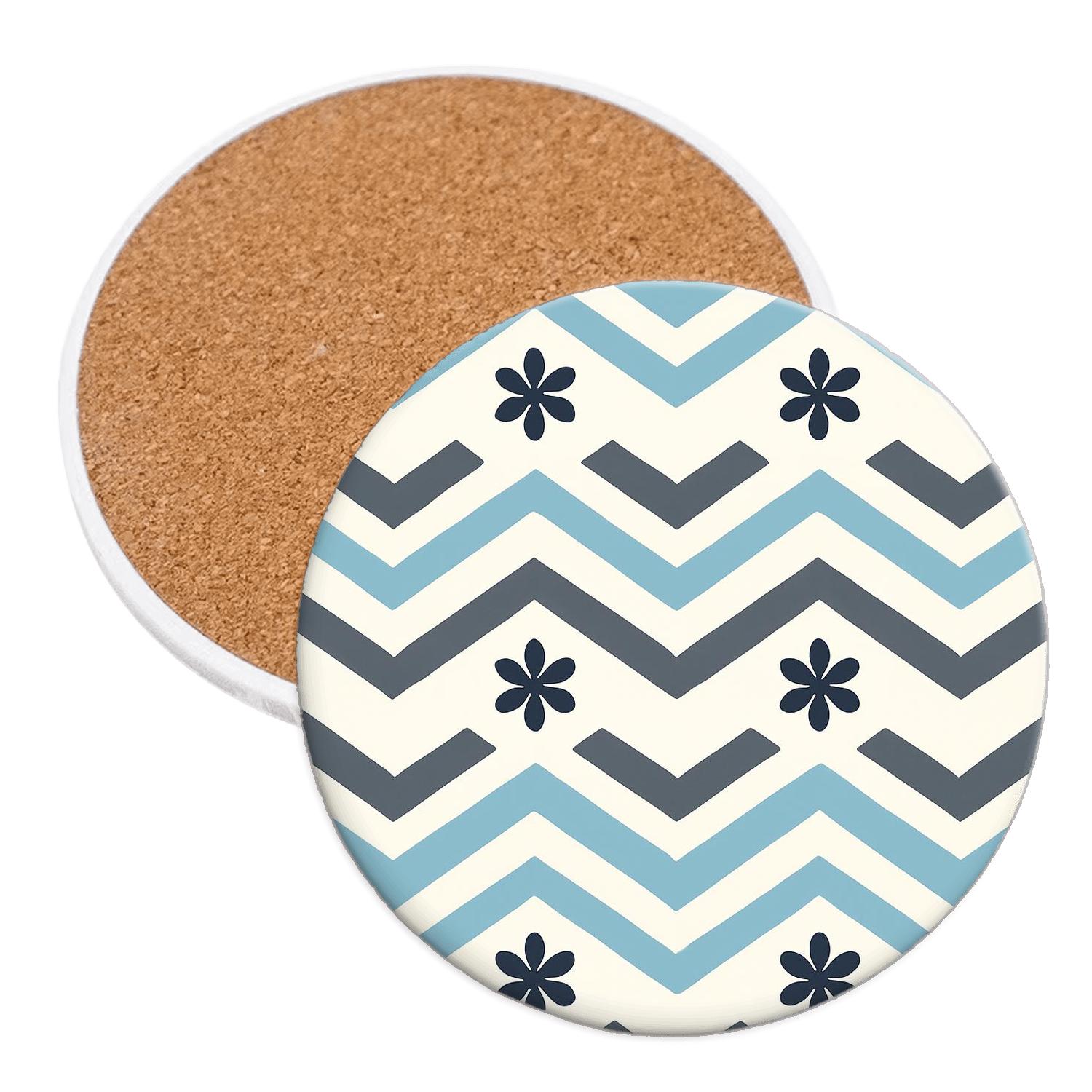 Arctic Chevron Tiles With Minimal Snowflake Rosettes coasters for home decor