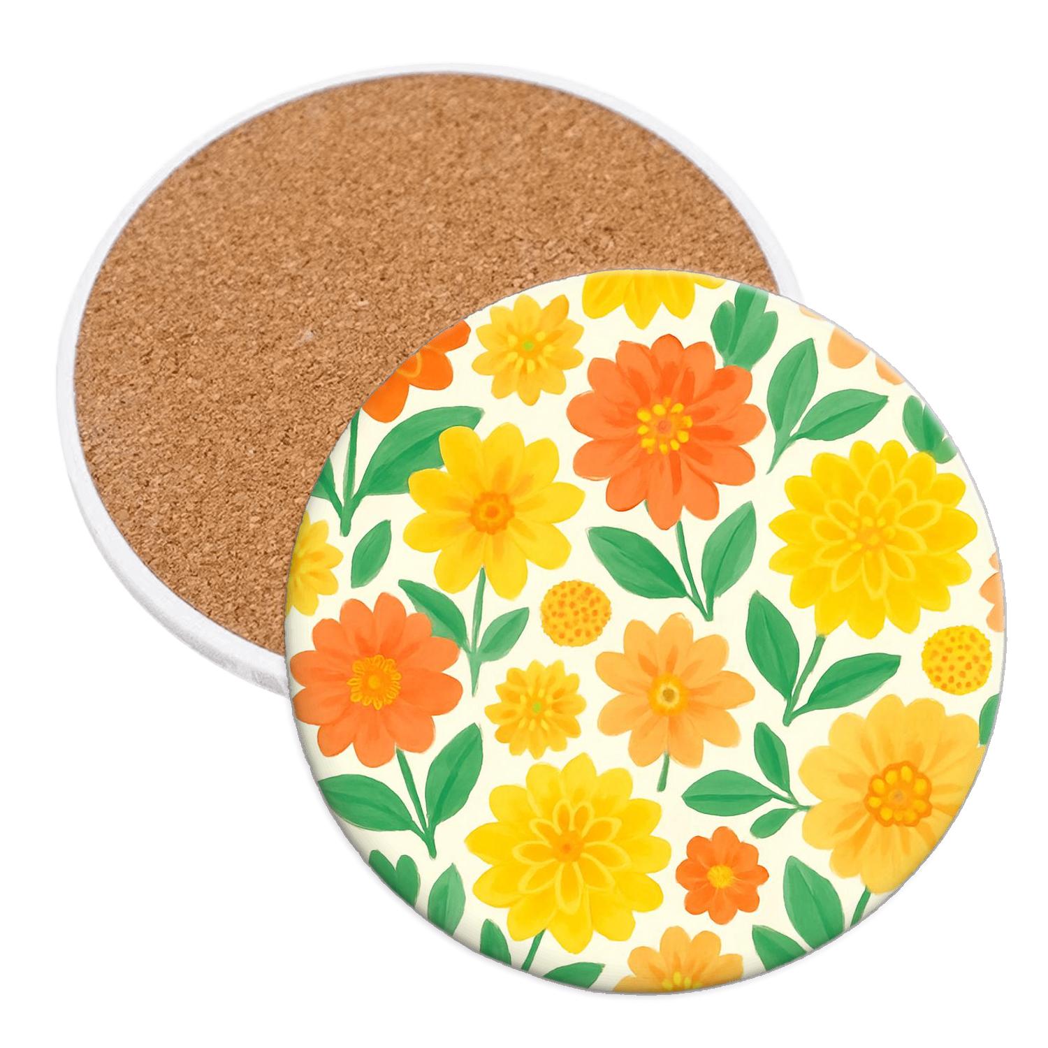 Citrus Dahlia Market Bouquet stone coaster collections