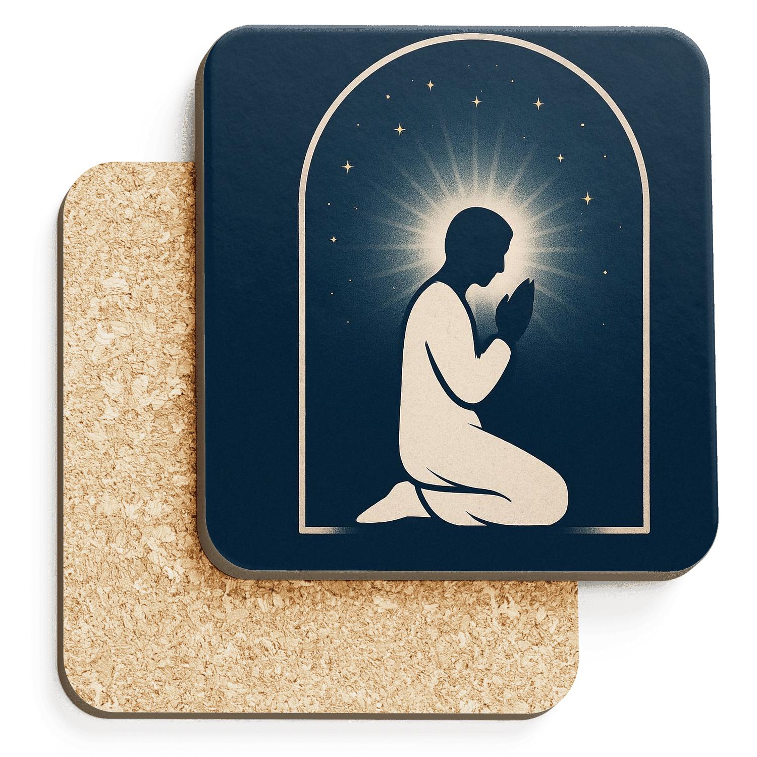 Sanctuary Of Starlit Prayer wooden table coasters