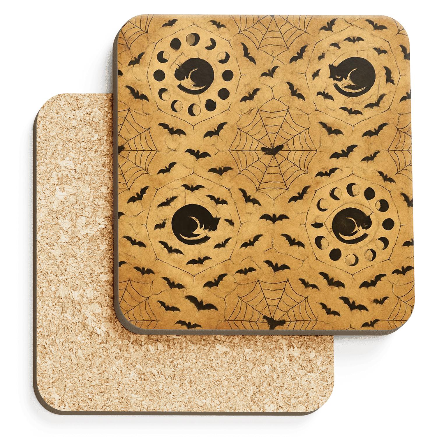 Sepia Parchment Moon Phase Mandala Lattice personalized drink coasters