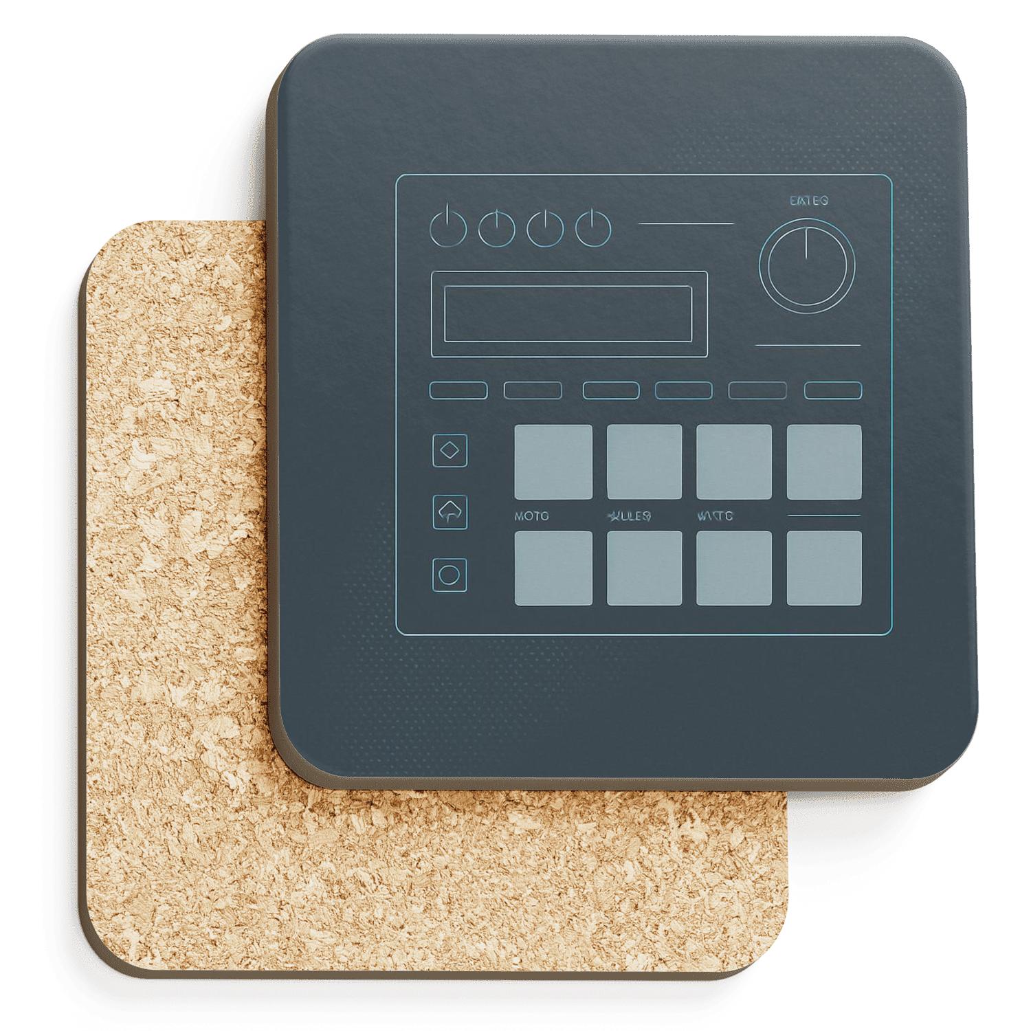 Minimalist Drum Machine Blueprint Pop coasters for home decor