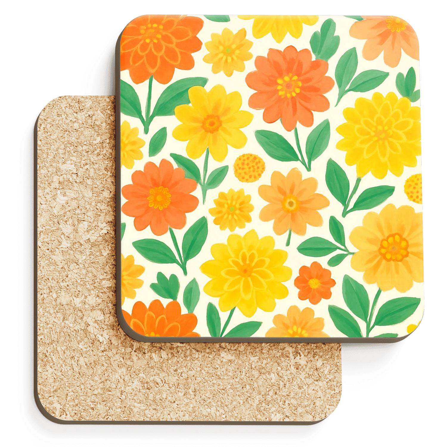 Citrus Dahlia Market Bouquet decorative beverage coasters