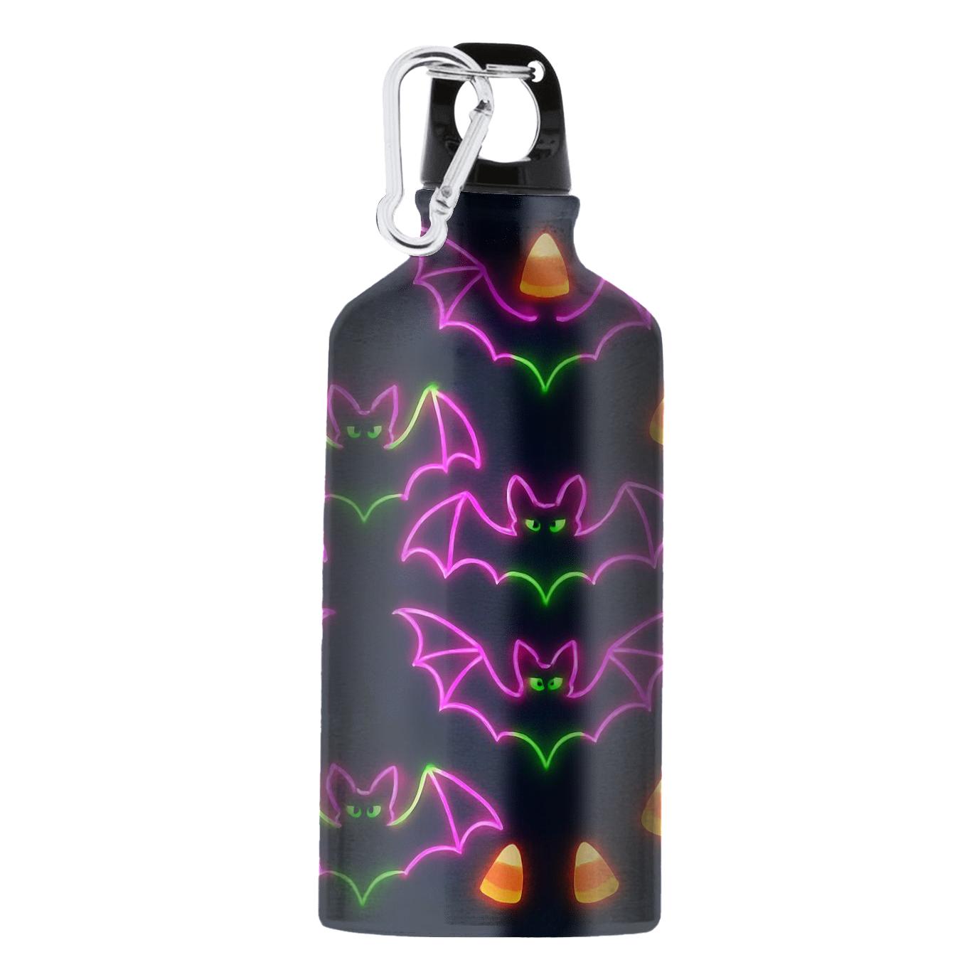 Neon Carnival Bat Mirror Grid On Deep Navy Night custom sports bottles