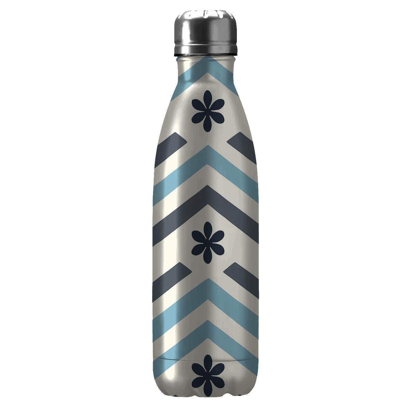 Arctic Chevron Tiles With Minimal Snowflake Rosettes insulated water bottles