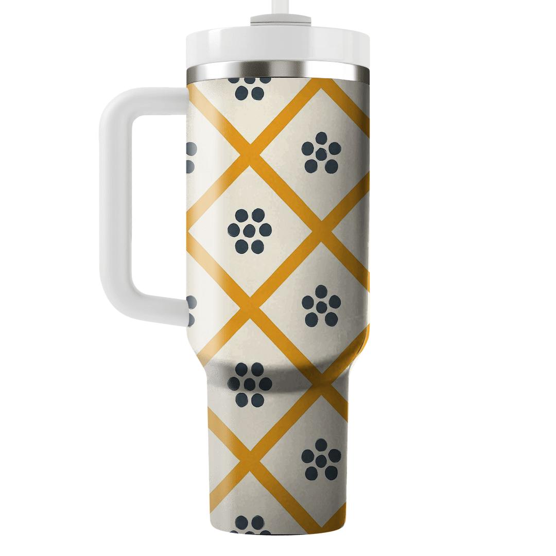 Saffron Lattice With Pepper Berry Motifs travel tumblers
