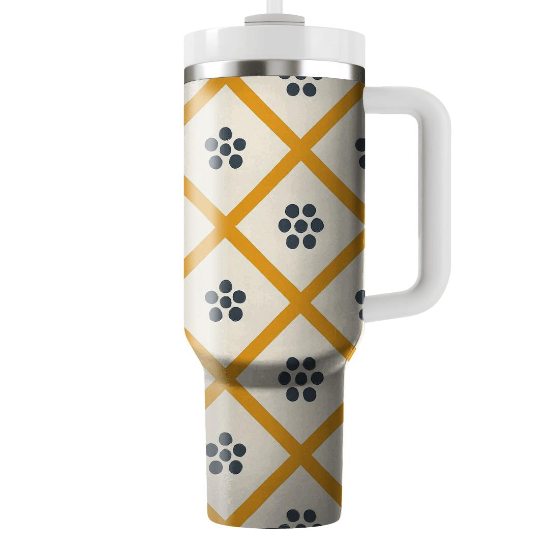 Saffron Lattice With Pepper Berry Motifs travel tumblers