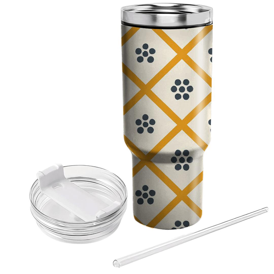 Saffron Lattice With Pepper Berry Motifs travel tumblers