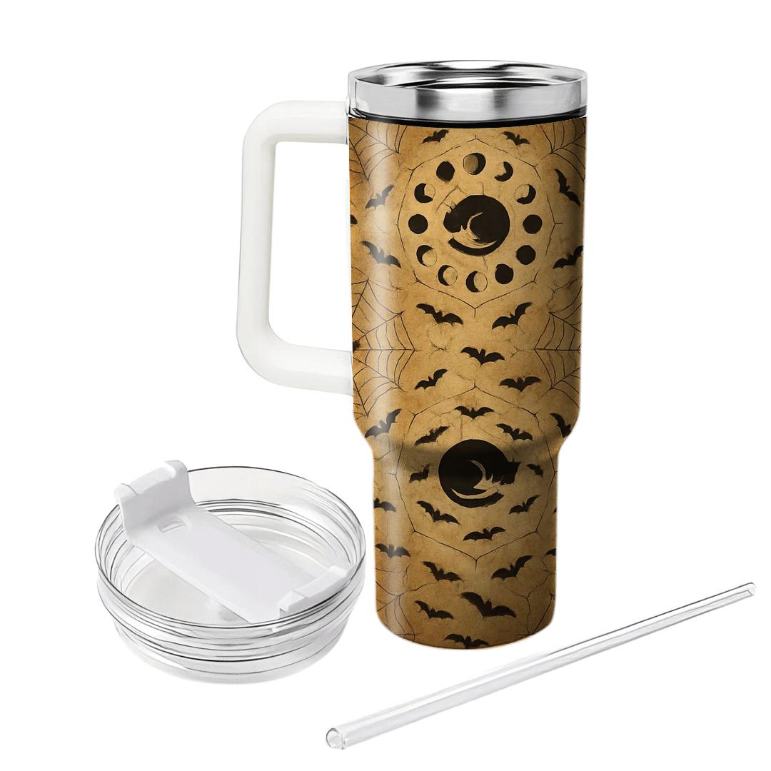 Sepia Parchment Moon Phase Mandala Lattice tumblers for gifts