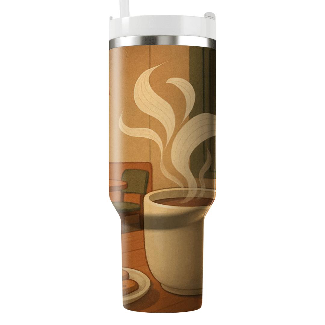 Candlelit Cafe Reading Corner tumblers with lids