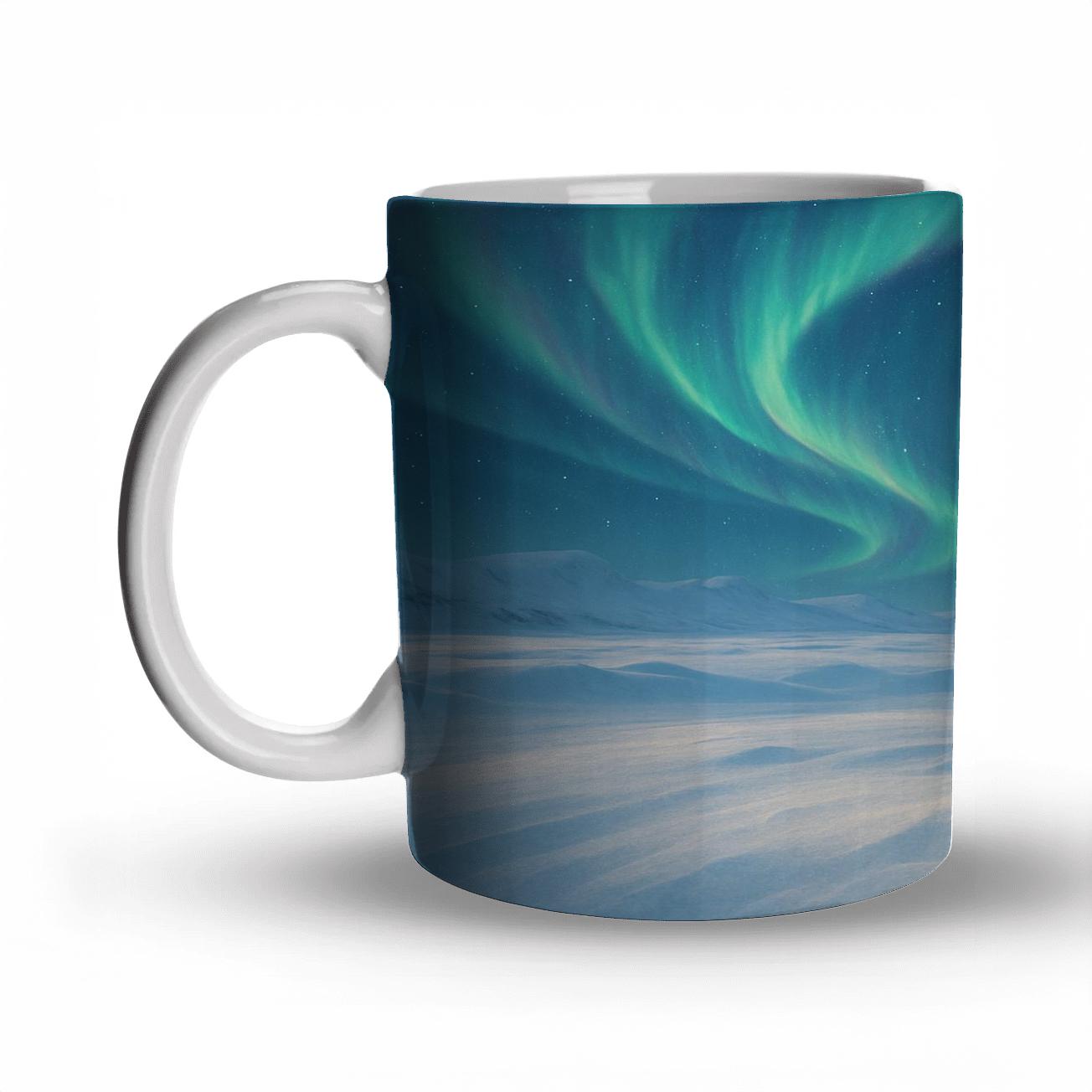 Aurora Arctic Fox Drift ceramic coffee mugs