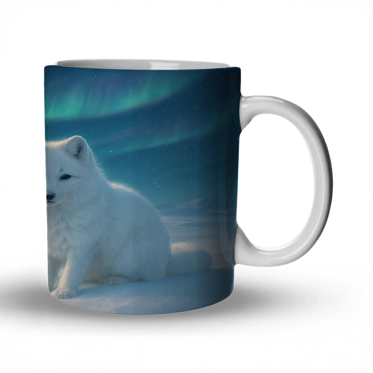 Aurora Arctic Fox Drift ceramic coffee mugs