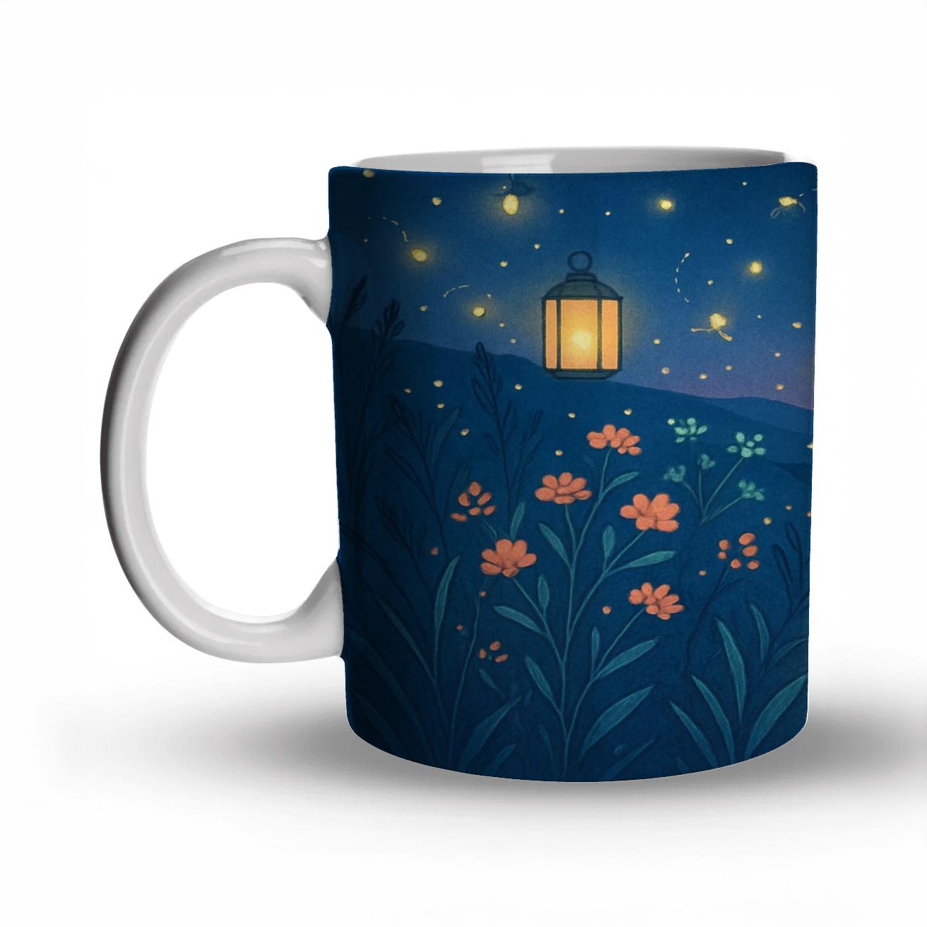 Midsummer Firefly Lantern Meadow novelty coffee mugs
