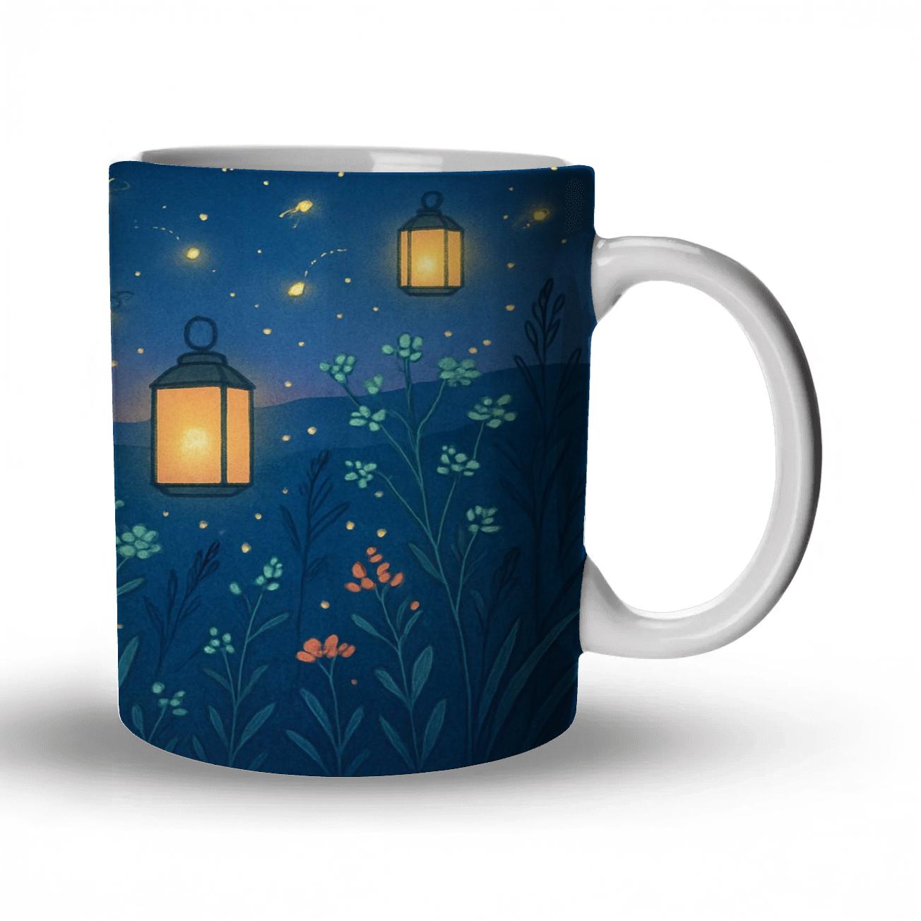 Midsummer Firefly Lantern Meadow novelty coffee mugs
